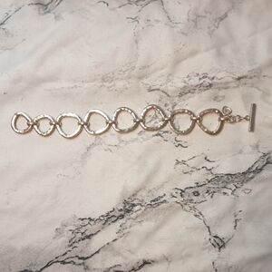 Hammered Sterling Silver Toggle Clasp Bracelet
